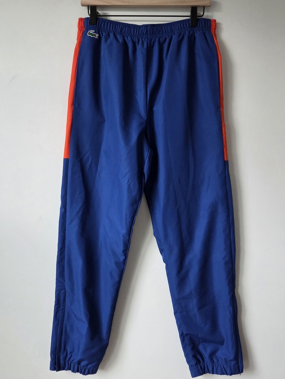 Lacoste Sport Track Pants Blue Orange Windbreaker Zip Ankle Mens Size Medium
